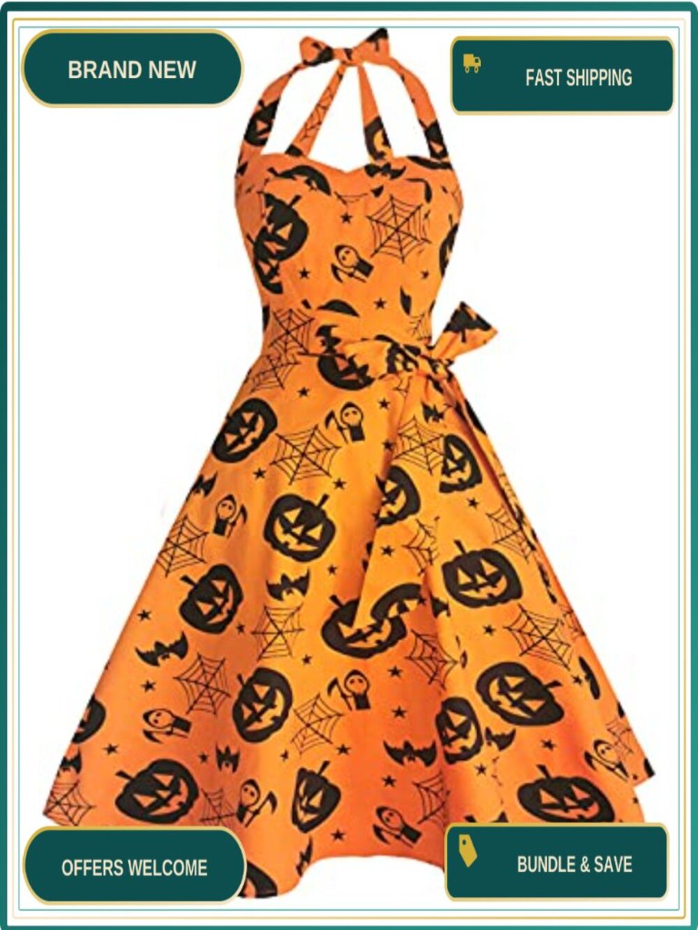 Vintage Polka Halter Retro Cocktail Dress